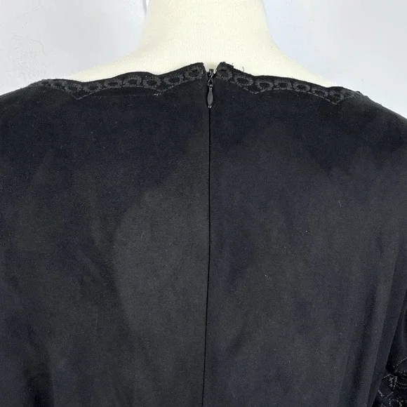 Bar III Black Embroidered Faux Suede Mini Shift Dress Size Large - Picture 12 of 13
